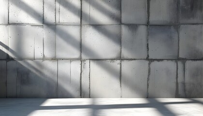 Canvas Print - Abstract interplay of light and shadow on a textured white and grey concrete wall