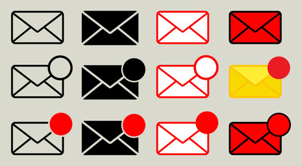 Wall Mural - message mail notification icon envelope inbox sign symbol apps website vector buttons set