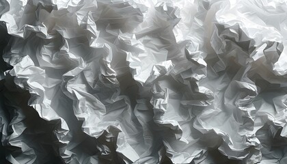 Crumpled Black Poster on White Paper Background Texture