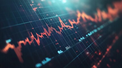 Financial rising graph and chart with lines and numbers