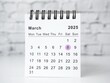 © MissPic - A minimalist and modern desktop calendar showing March 2025, with women's day 8th highlighted by a purple circle