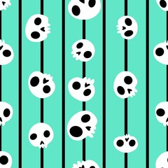 Wall Mural - Halloween monsters seamless skulls pattern for wrapping paper 