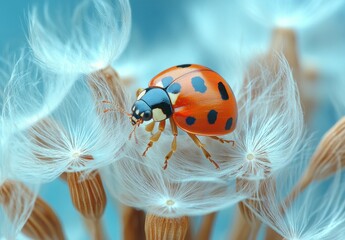 Canvas Print - Ladybug on Dandelion Seed