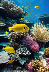 vibrant coral reefs filled diverse tropical fish colorful underwater landscape, marine, ecosystem, ocean, biodiversity, colors, wildlife, aquatic, habitat