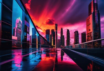 stunning vibrant cityscapes featuring modern architectural designs bold colors innovative structures, architecture, skyline, urban, buildings, landscape