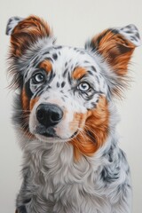 Wall Mural - Stunning Portrait of a Beautiful BlueEyed Dog Featuring a Unique and Striking Coat Pattern