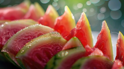 Wall Mural - Sliced seedless ripe watermelon in unique cuts