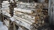 © CreativeBro - Stacked firewood made from dry chopped birch