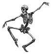 © Oleksandr Yashchuk - skeleton dancing isolated hand drawn sketch dynamic pose halloween card design element line art detailed vector illustration