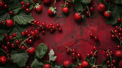 Poster - Strawberry backdrop with red currants