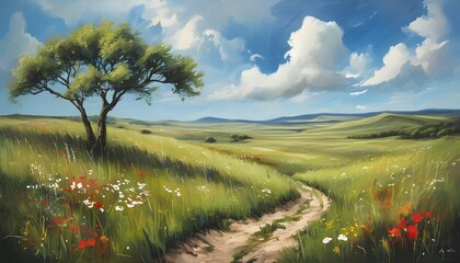 Wall Mural - Vibrant Colors of the Prairie Landscape