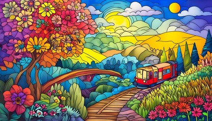 Wall Mural - Vibrant and Engaging Coloring Page for Creative Expression