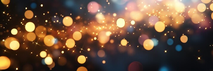 Enchanting Bokeh Illumination: Festive Background with Glowing Nighttime Sparkle