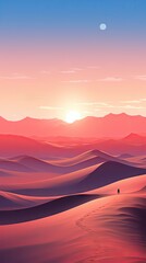 Canvas Print - Silhouette in desert sunset