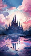 Poster - Enchanted castle in a dreamy sky