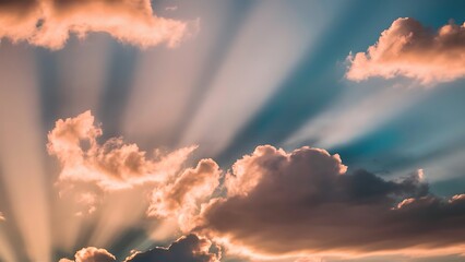 Wall Mural - Spring sky with sunlight natural bokeh background