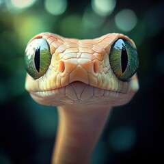 Wall Mural - Funny cute snake with big green eyes