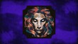 © Kartik - Beautiful deep royal purple background with rich vibrant color and smooth vintage grunge texture of oil paint illustration with black vignette frame on border of design