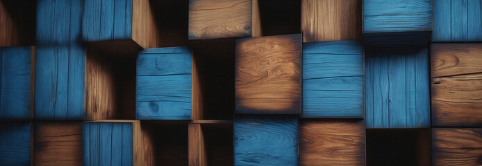 Wall Mural - Abstract Wooden Pattern with Blue and Brown Hues