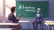 © Frank Gärtner - Educator demonstrating ai machine learning to a robot in a classroom setting