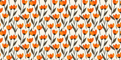 fun-loving pattern of soft orange tulips