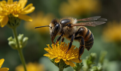 Wall Mural - beautiful flower with bee