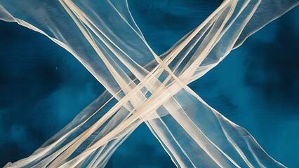 Wall Mural - Abstract blue background with light net and lines