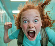 © ChaoticDesignStudio - Angry girl with a fist and open mouth in school hallway