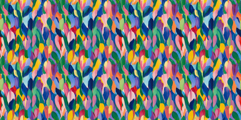 Poster - an abstract painting pattern of tulips in a style reminiscent of fauvism or early modernism