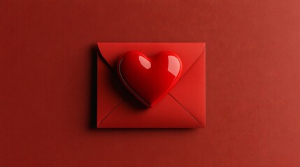 Red heart envelope for romantic love letters.