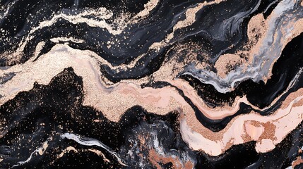 Wall Mural - Abstract Swirling Marble Painting with Gold Accents