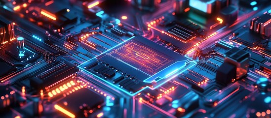 Wall Mural - ai technology and machine learning concepts illustrated through a digital graphic depicting electron