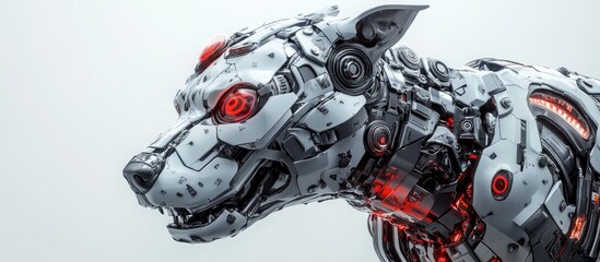 Wall Mural - alert cyber dog against a white backdrop 3d illustration