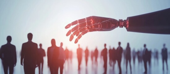 Wall Mural - business individuals supported by a robotic hand