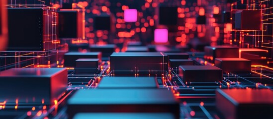 Wall Mural - 3d rendering of a computer database storage network concept
