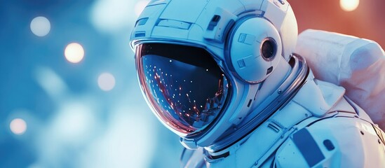 Wall Mural - futuristic astronaut in a space suit engaged in conversation 3d illustration
