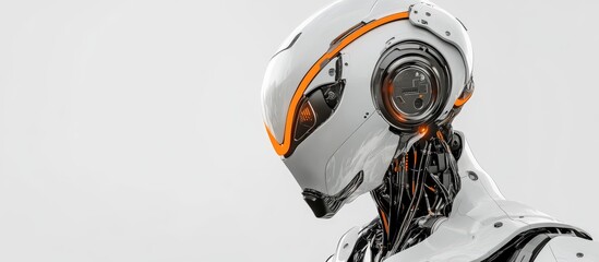 Wall Mural - vibrant robot design on a white background charming robotic character 3d rendered image