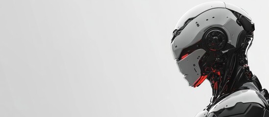 Wall Mural - 3d rendering of a humanoid robot in profile against a white background with empty space