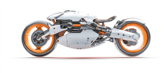 Wall Mural - futuristic hover bike in a stylish profile view against a clean white background featuring a 3d desi