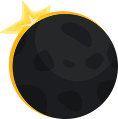 Wall Mural - cartoon style illustration of a dark planet with a bright shining star