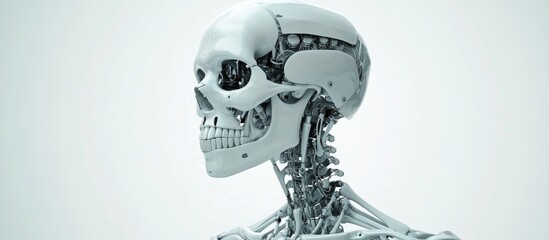 Wall Mural - 3d illustration of a skeleton robot set against a white background