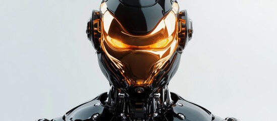Wall Mural - cool robot torso featuring a golden face trendy cyborg design with a gold mask
