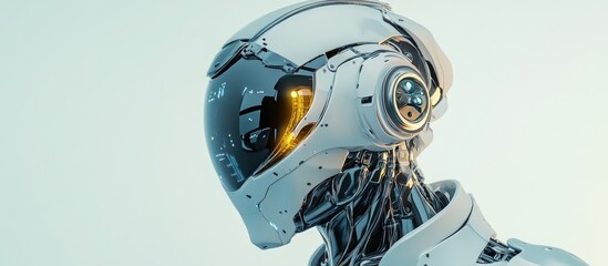Wall Mural - cool robot character in a helmet