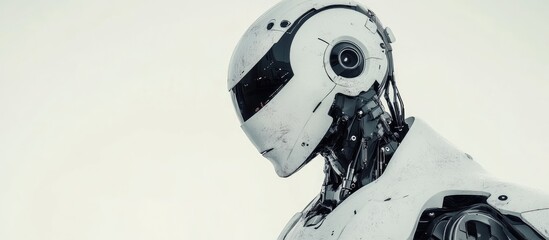 Wall Mural - 3d illustration of an isolated male robot against a white backdrop