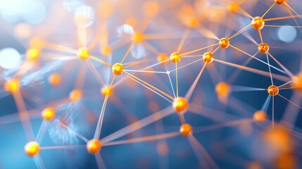 Wall Mural - abstract geometric background featuring interconnected dots and lines representing molecular structu
