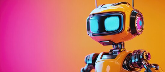 Wall Mural - colorful robot character set against a vibrant backdrop