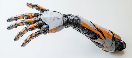 Wall Mural - scratched robotic arm rendered in 3d on a white background