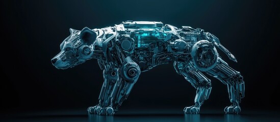 Wall Mural - side view of a cybernetic watchman dog in a 3d illustration