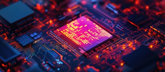 Wall Mural - abstract background showcasing 5g technology with cpu and binary code effects representing high spee