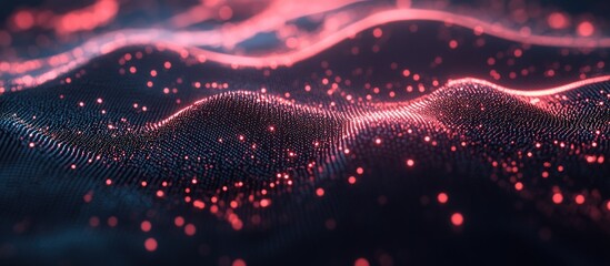 Wall Mural - Connected dots and lines representing AI technology Visualizing the motion of digital data flow within a technology and communication network through 3D rendering